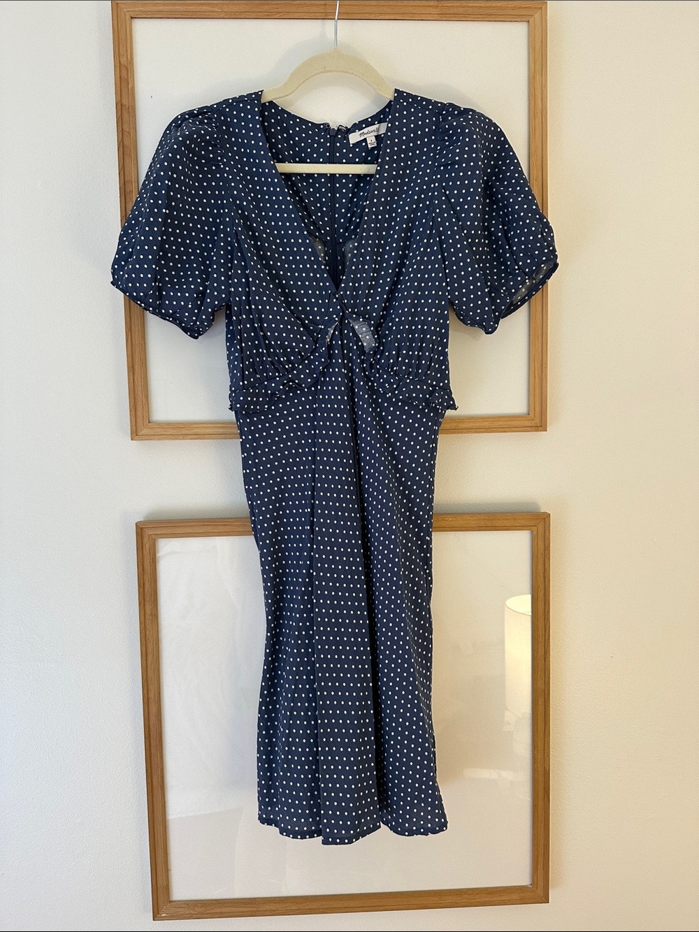 Madewell Navy Polka Dot Mini Dress